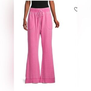 Free people intimately dream on Pink flare lounge pants terrycloth distressed